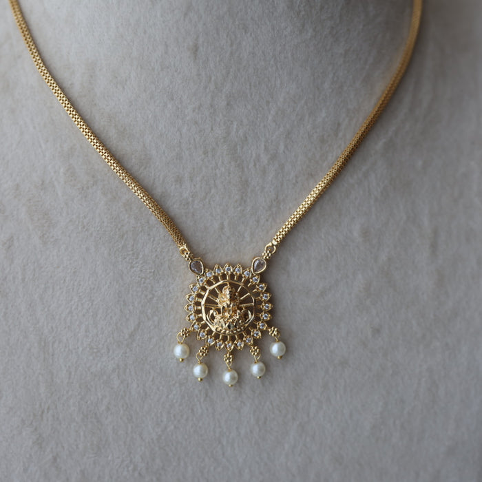 Heritage gold plated simple lakshmi short necklace HS112