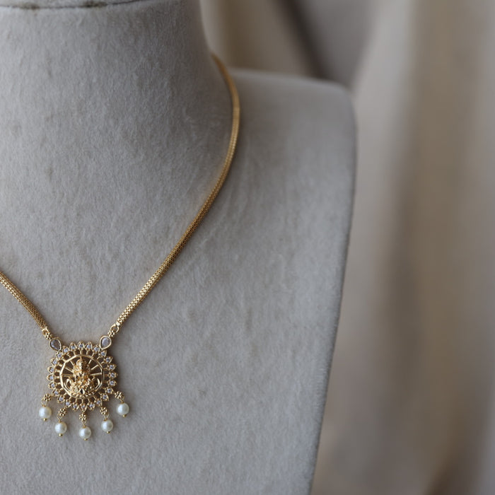 Heritage gold plated simple lakshmi short necklace HS112