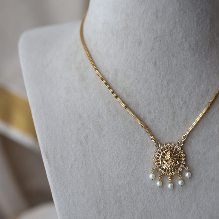 Heritage gold plated simple lakshmi short necklace HS112