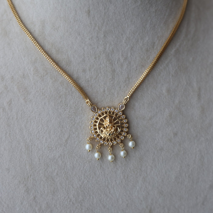 Heritage gold plated simple lakshmi short necklace HS112