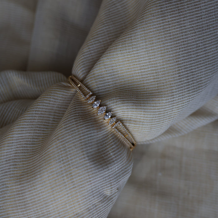 Heritage gold plated white stone bangle -One size fits all  HB333