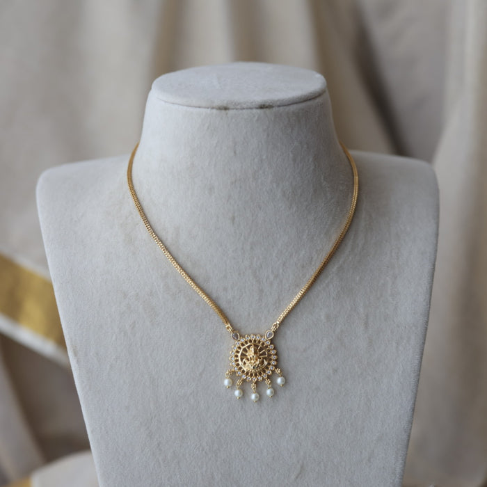 Heritage gold plated simple lakshmi short necklace HS112