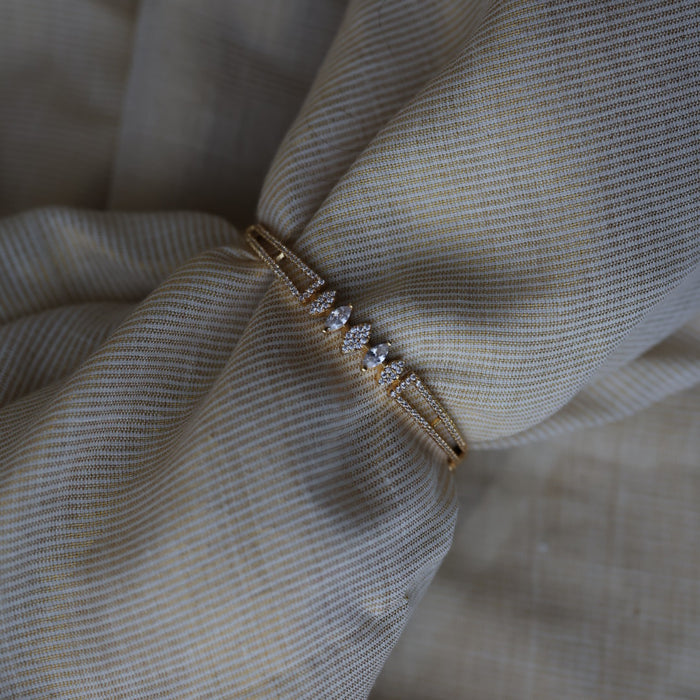 Heritage gold plated white stone bangle -One size fits all  HB333
