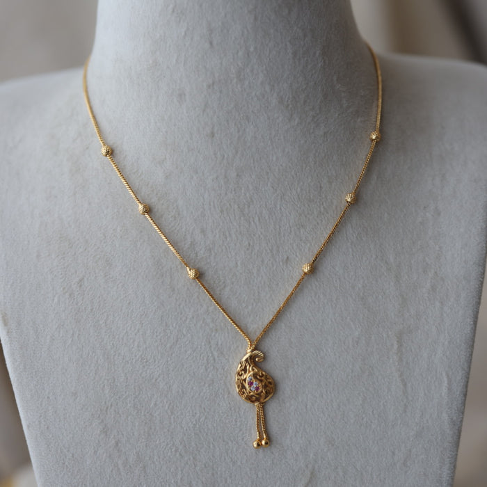 Heritage gold plated simple short necklace HS913