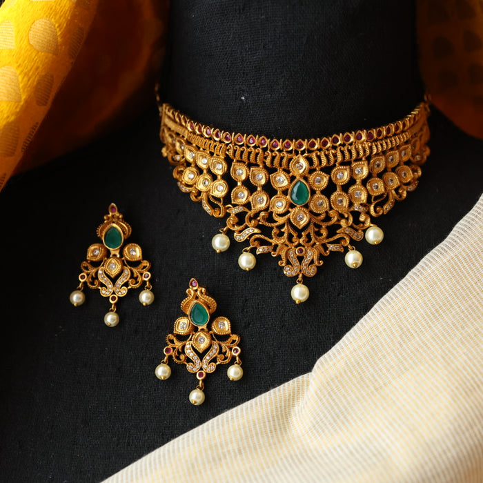 Antique choker necklace with earrings CCB12316
