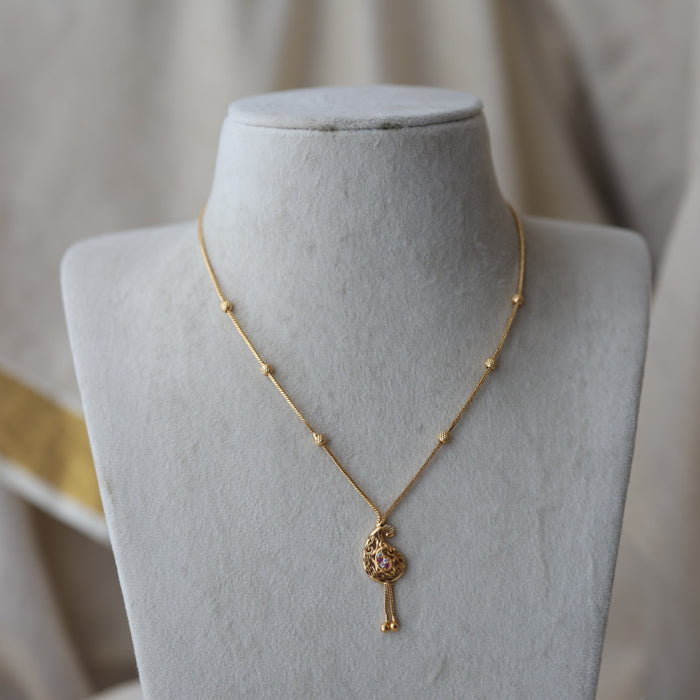 Heritage gold plated simple short necklace HS913