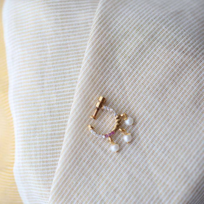 Heritage ruby Stone Gold-Plated Nose Ring | Traditional Indian Nath HN1016