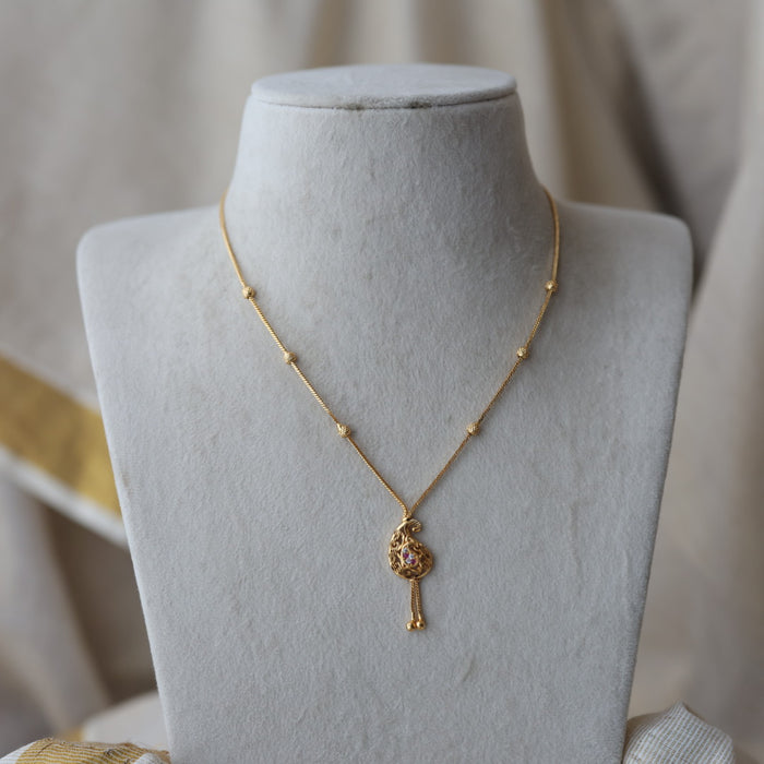 Heritage gold plated simple short necklace HS913