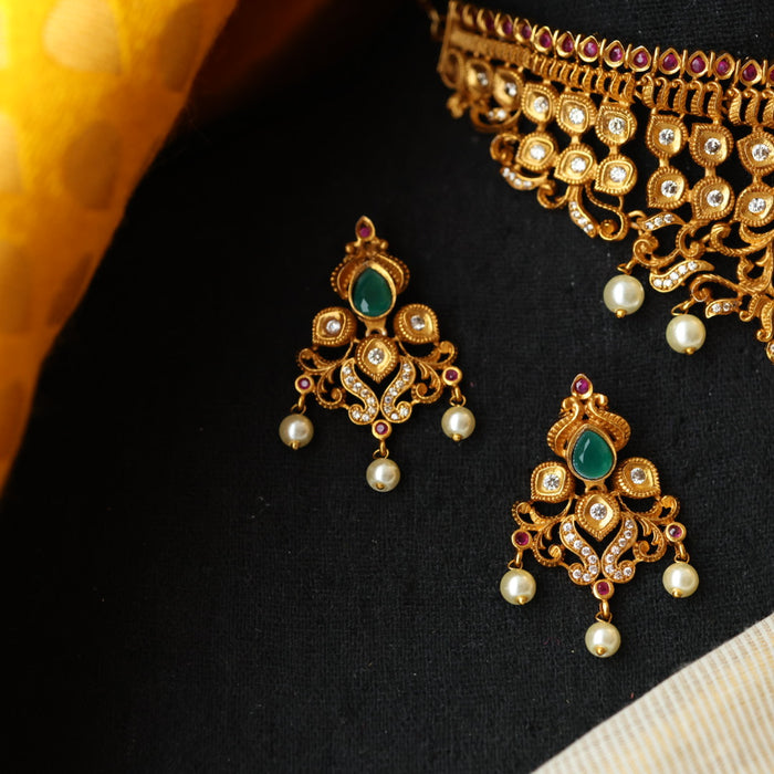 Antique choker necklace with earrings CCB12316