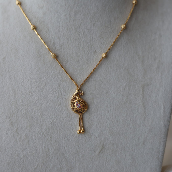 Heritage gold plated simple short necklace HS913