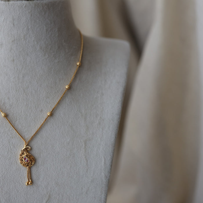 Heritage gold plated simple short necklace HS913