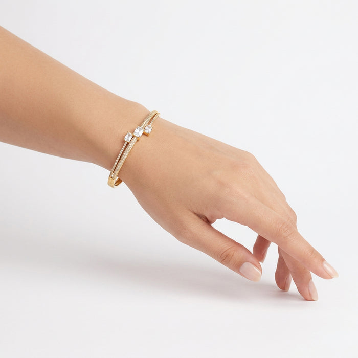 Heritage gold plated white stone bangle -One size fits all  HB335