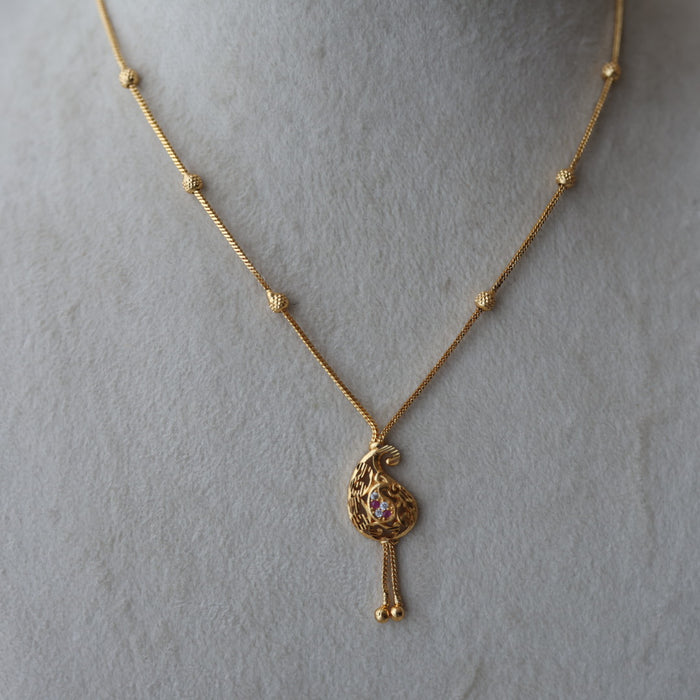 Heritage gold plated simple short necklace HS913