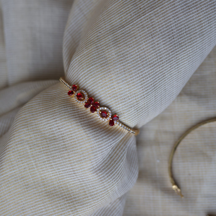 Heritage gold plated ruby white stone bangle -One size fits all  HB789