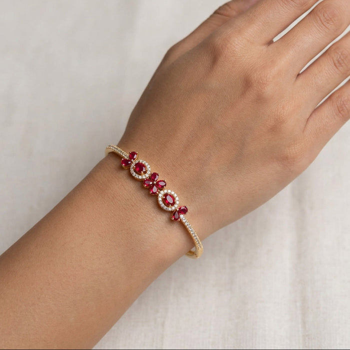 Heritage gold plated ruby white stone bangle -One size fits all  HB789