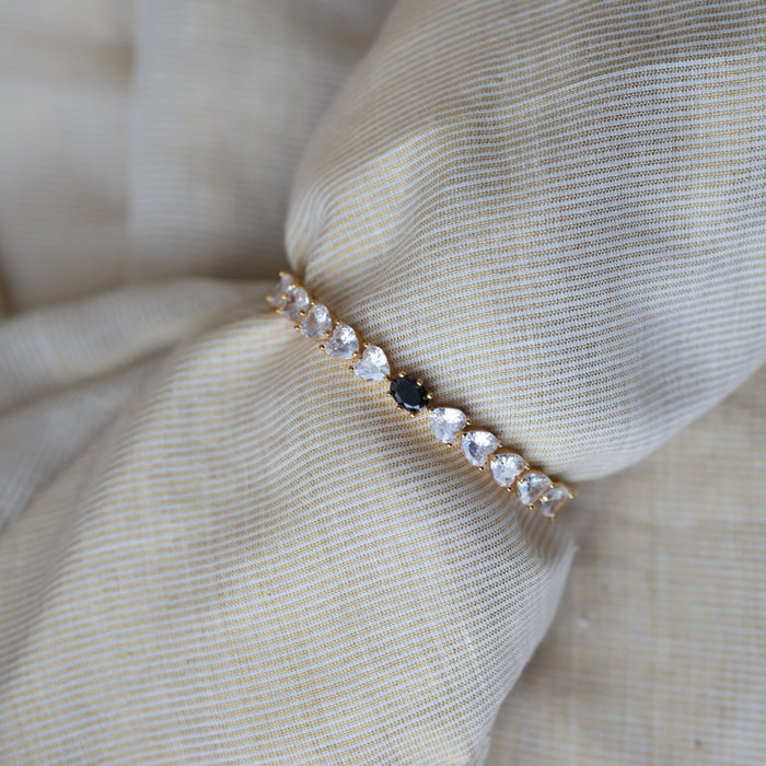 Heritage gold plated white stone bangle -One size fits all  HB800