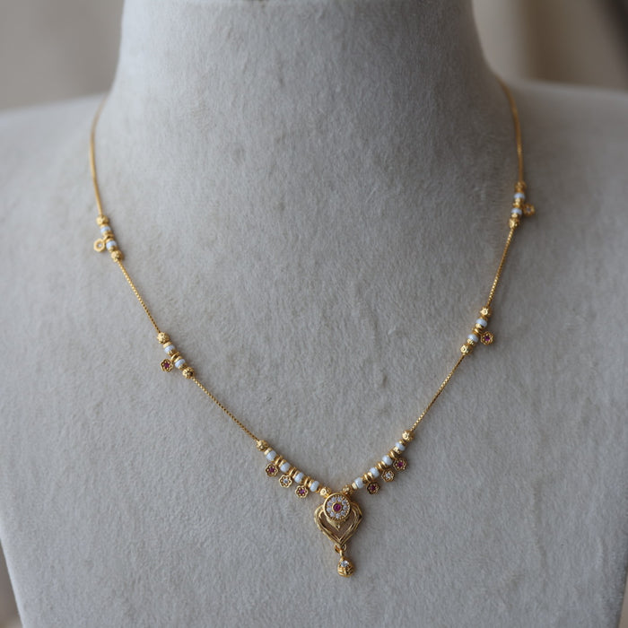 Heritage gold plated simple short necklace HS1892