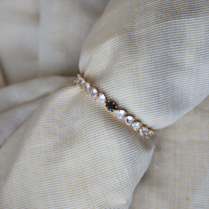 Heritage gold plated white stone bangle -One size fits all  HB800