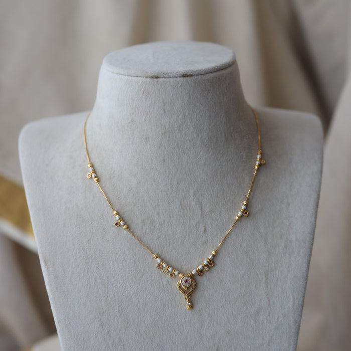 Heritage gold plated simple short necklace HS1892
