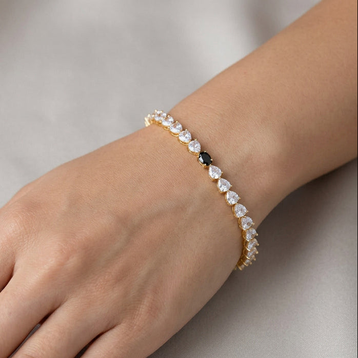 Heritage gold plated white stone bangle -One size fits all  HB800