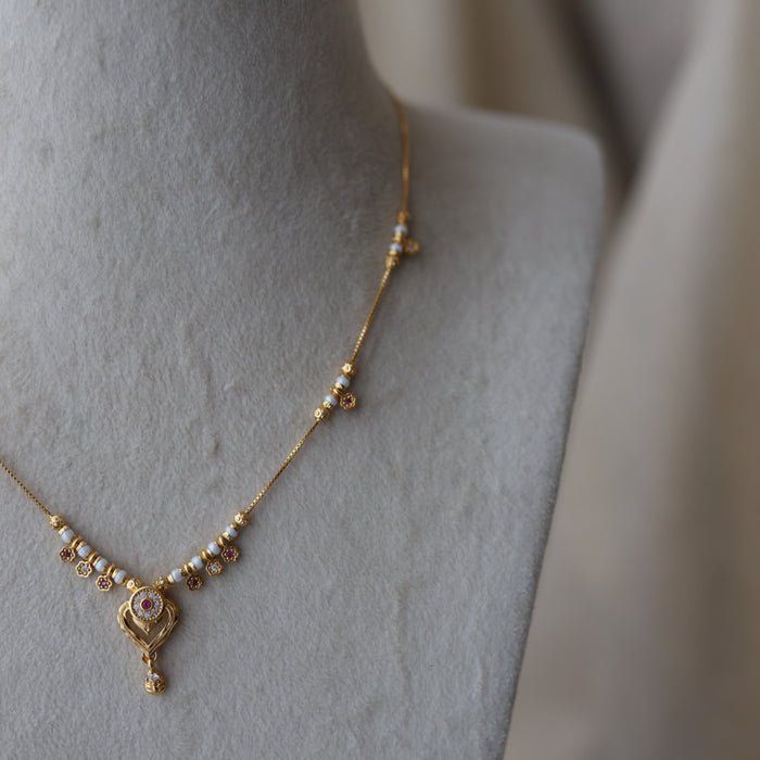 Heritage gold plated simple short necklace HS1892