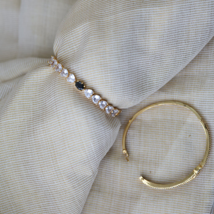 Heritage gold plated white stone bangle -One size fits all  HB800