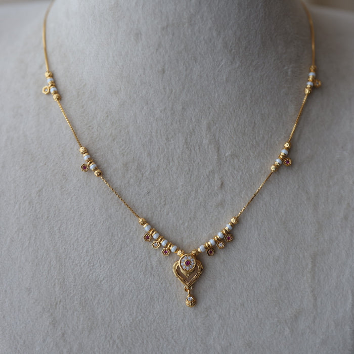 Heritage gold plated simple short necklace HS1892