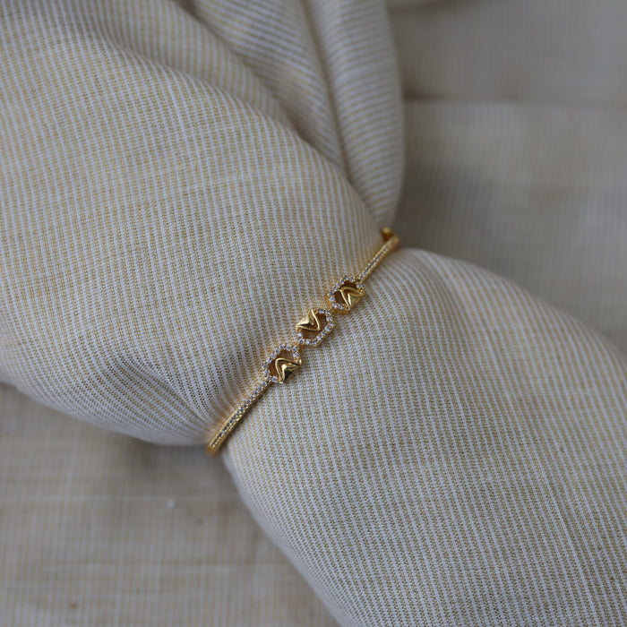 Heritage gold plated white stone bangle -One size fits all  HB889
