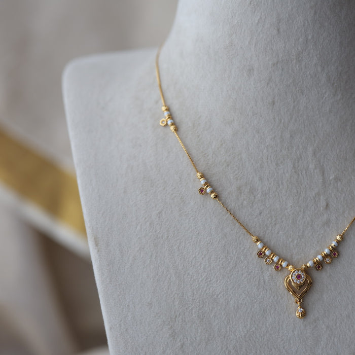 Heritage gold plated simple short necklace HS1892