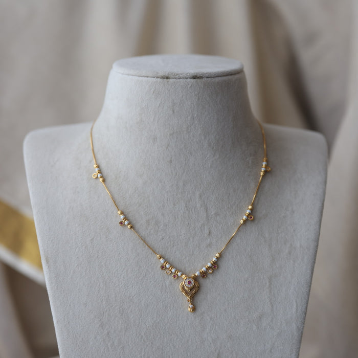 Heritage gold plated simple short necklace HS1892