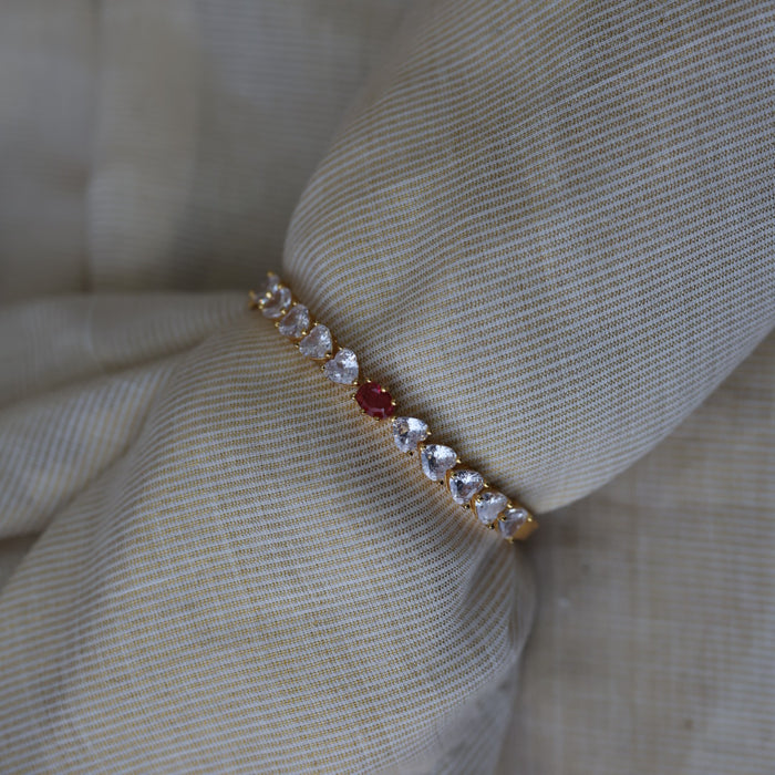 Heritage gold plated ruby white stone bangle -One size fits all  HB8900