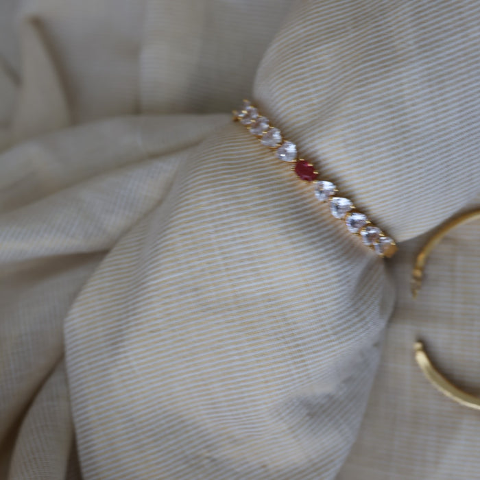 Heritage gold plated ruby white stone bangle -One size fits all  HB8900