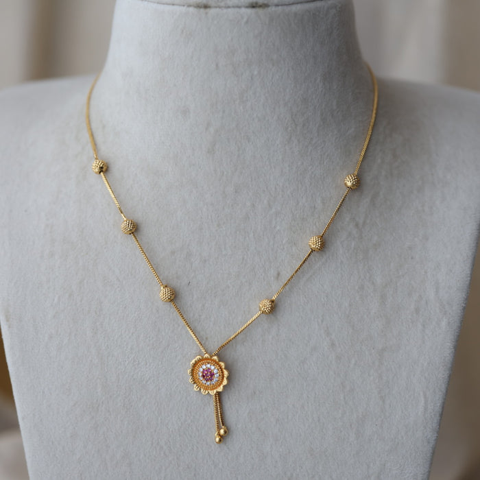 Heritage gold plated simple short necklace HS8234