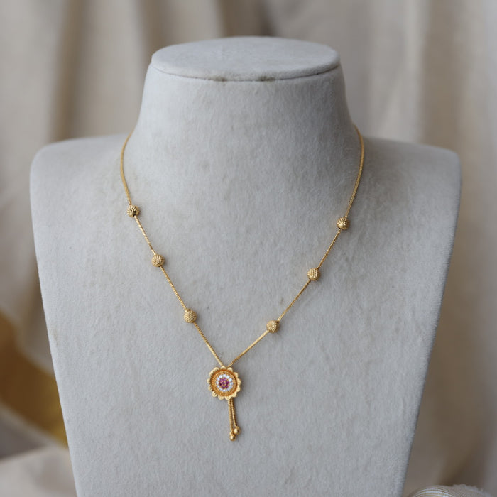 Heritage gold plated simple short necklace HS8234