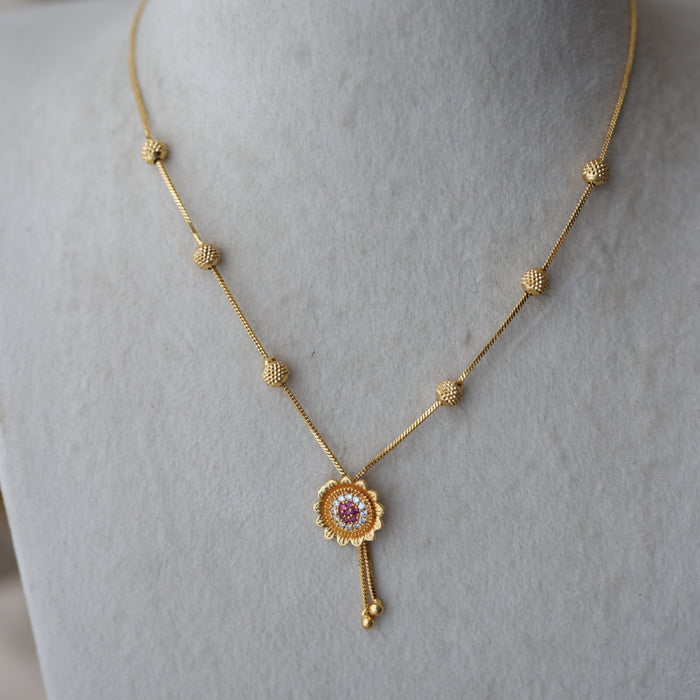 Heritage gold plated simple short necklace HS8234