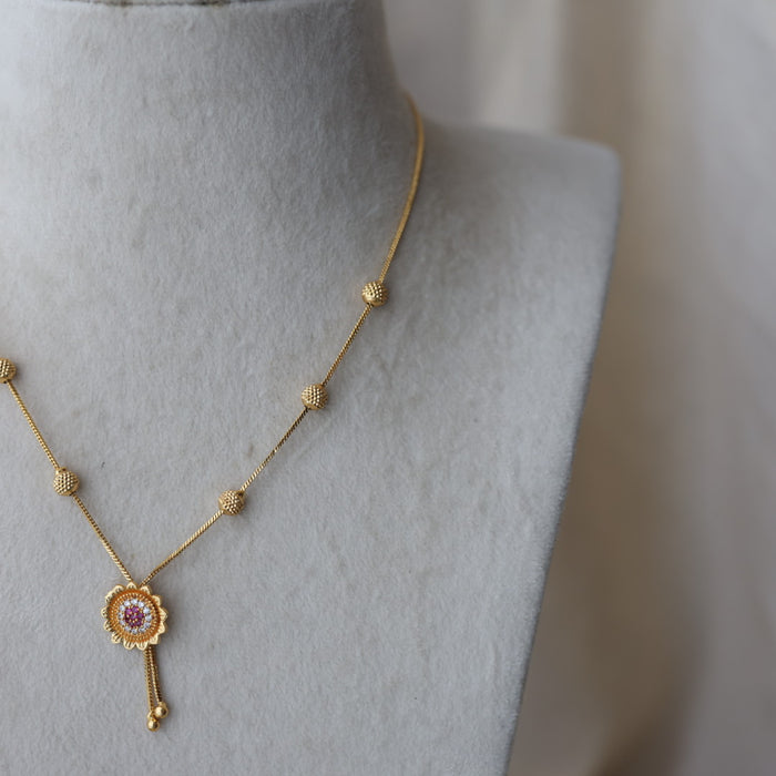 Heritage gold plated simple short necklace HS8234