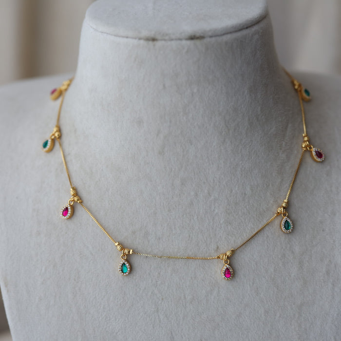 Heritage gold plated simple short necklace with earrings HS983