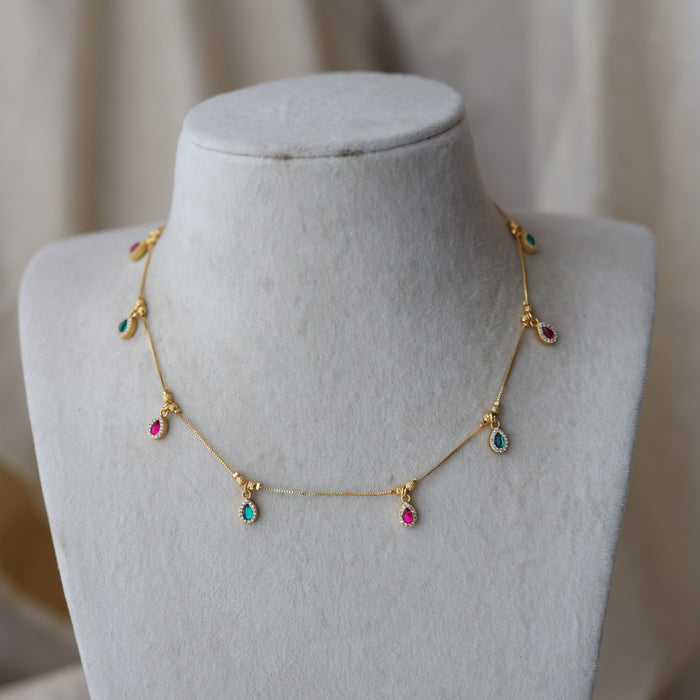 Heritage gold plated simple short necklace with earrings HS983