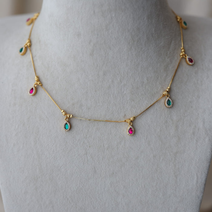 Heritage gold plated simple short necklace with earrings HS983