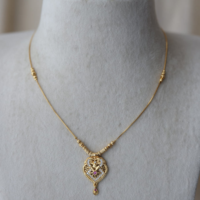 Heritage gold plated simple short necklace HS991