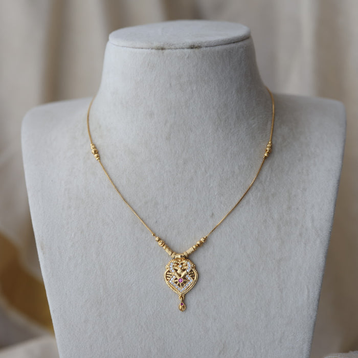 Heritage gold plated simple short necklace HS991