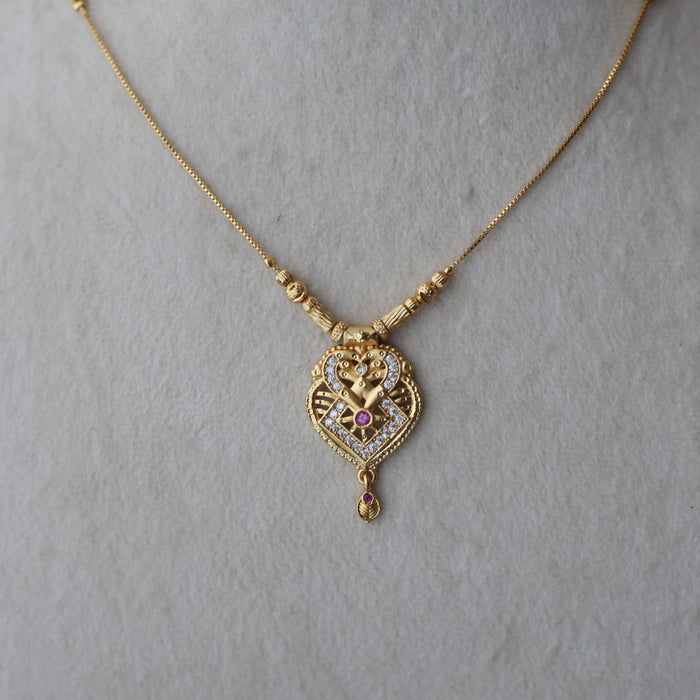 Heritage gold plated simple short necklace HS991
