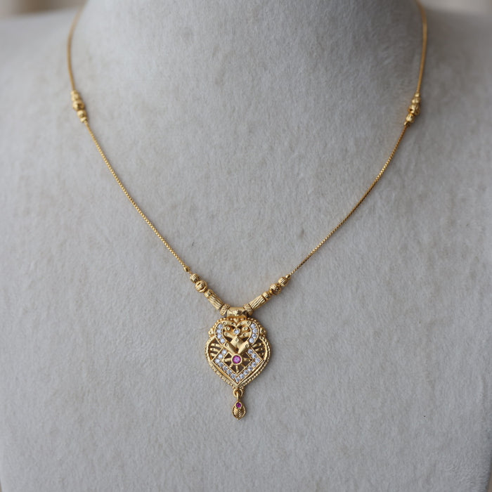 Heritage gold plated simple short necklace HS991