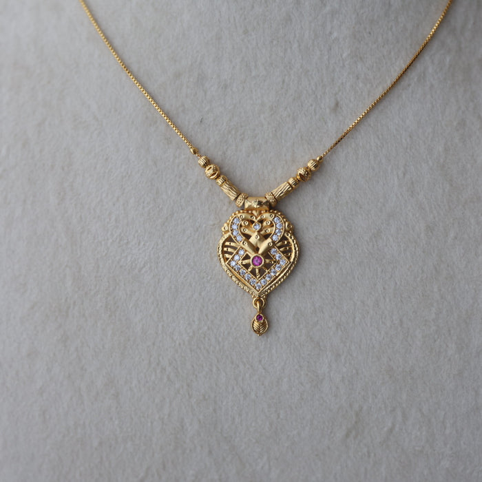 Heritage gold plated simple short necklace HS991