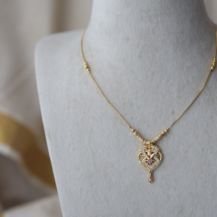 Heritage gold plated simple short necklace HS991
