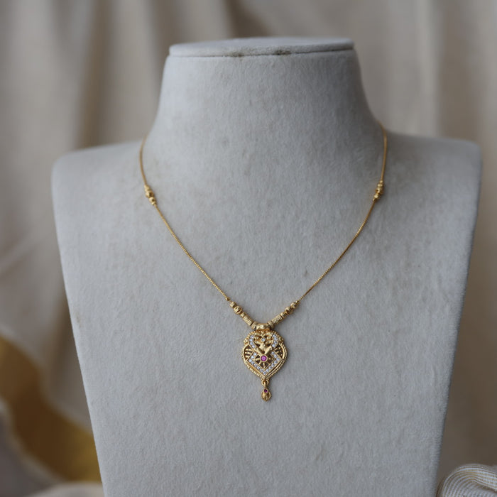 Heritage gold plated simple short necklace HS991