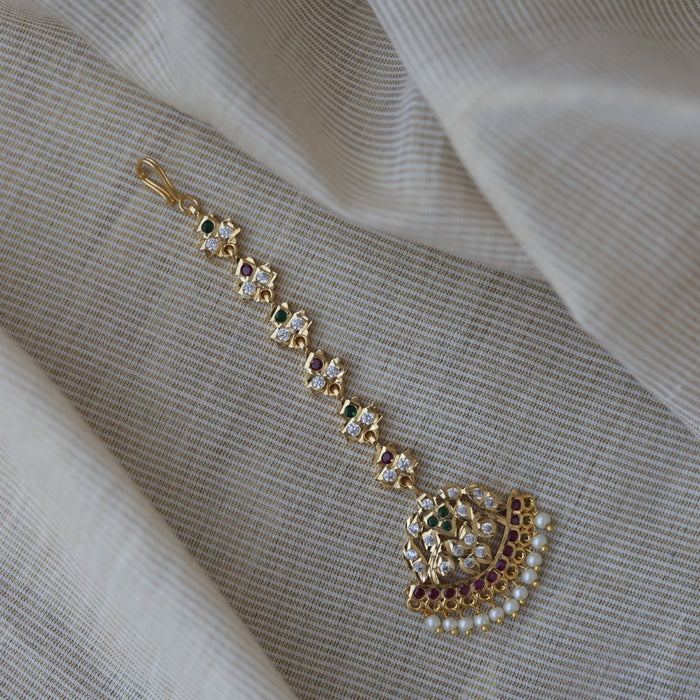 Heritage gold plated multi stone maang TH1316