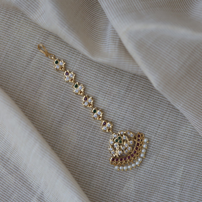 Heritage gold plated multi stone maang TH1316