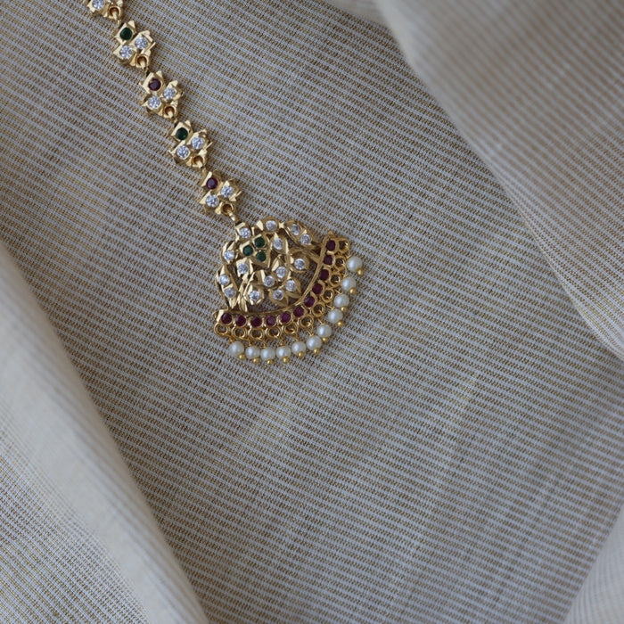 Heritage gold plated multi stone maang TH1316
