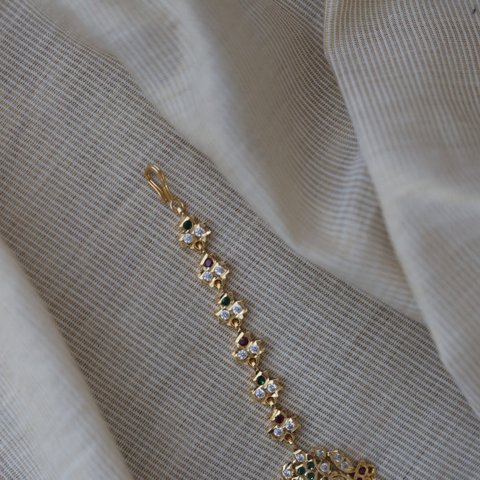 Heritage gold plated multi stone maang TH1316
